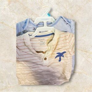 Carter's Kids Striped Shirt - Cream and Blue